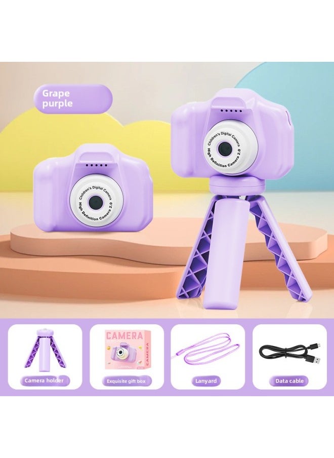 Children's Camera Can Take Pictures And Video HD SLR Digital Camera Cartoon Mini Camera Toy Birthday Gift-Color:Grape Purple-Specifications:Single Camera With Stand  - Image 1