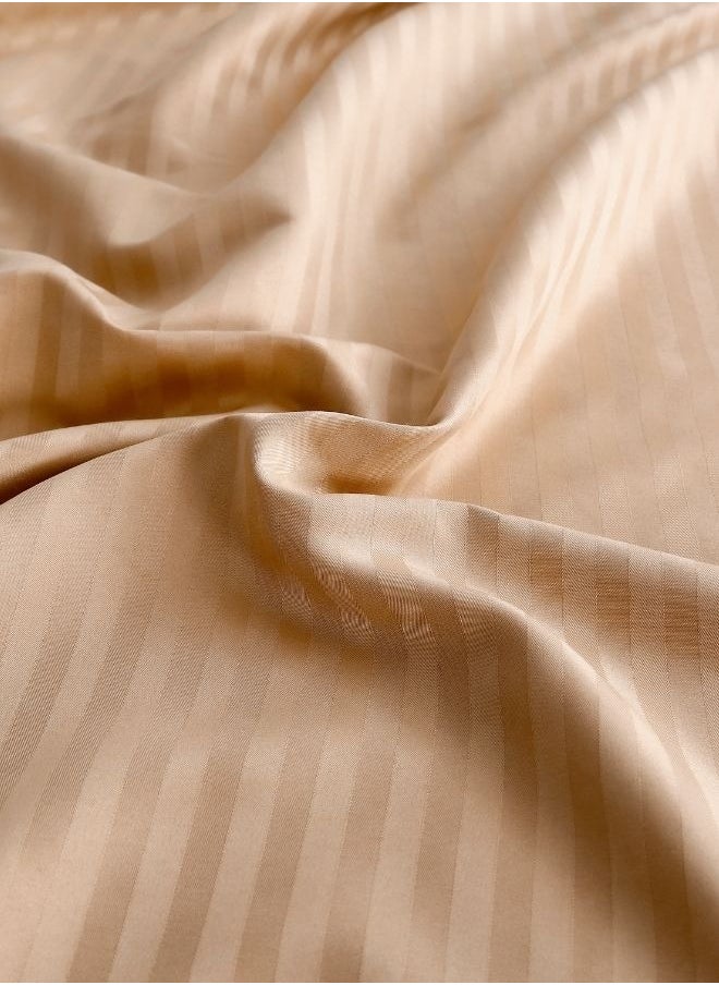 LUNA Home Premium king size 6-piece bedding set without filling.  Gold color, satin striped design.  - Image 4