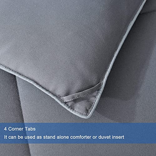 cozy night Cozynight Soft Twin Size Comforter Duvet Insert-Down Alternative Comforter with Corner Tabs-Fluffy & Breathable & Machine Washable Diamond Stitching (Dark Gray,68"x86") - Image 5