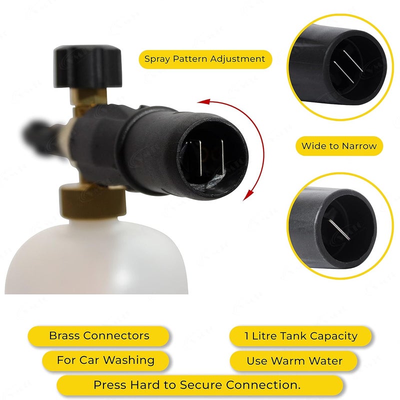 VMTC فوهة رذاذ رغوة قابلة للتعديل مع موصل نحاسي متوافقة مع مسدس غسالة الضغط كارتشر K1-K7 (ملحق غسالة سيارات عالية الضغط 1000 مل) - Image 5