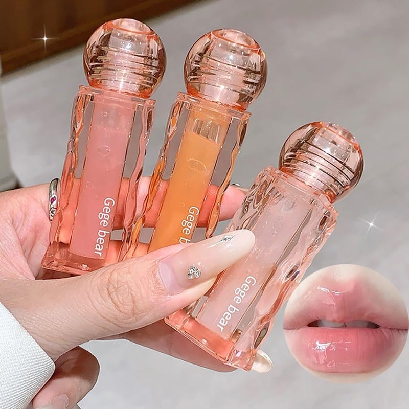 3 Pcs Fruity Flavour Lip Gloss Set Moisturising Transparent Lip Oil Long Lasting Hydrating Nonsticky Glossy Lip Gloss Lip Gift For Girls Women