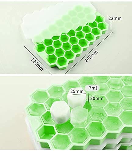 SUPRO Silicone Ice Cube Tray, 37 Honeycomb Cavities, Hexagonal Ice Mould for Whiskey, Cocktails, Drinks (Pack of 2, with Lid) - Image 4