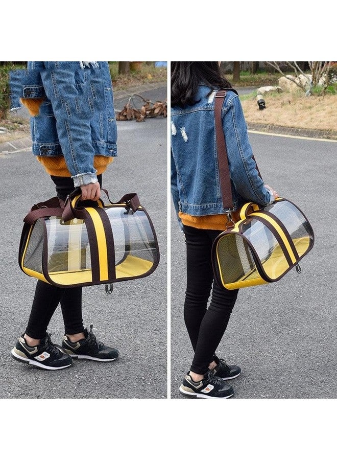 Emily Pets Transparent Cat Carrier Pet Handbag Travel See-Through Design Breathable Shoulder Bag For Cats And Puppies (Small, Yellow)  - Image 3