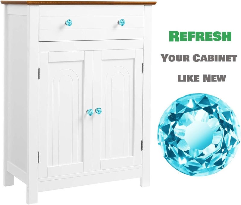 DeELF Outlet DEELF 30 Packs Kitchen Cabinet Knobs, 30 mm Crystal Cabinet Knobs, Diamond Dresser Handle Drawer Pulls, Dresser Knobs for Cabinets and Drawers, Light Blue - Image 2