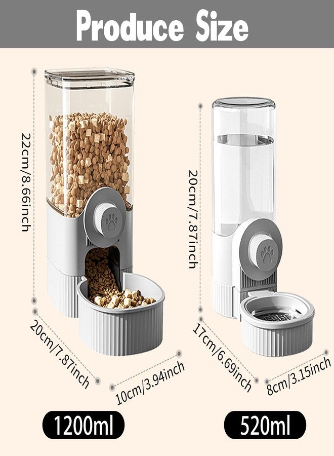 YumSur Hanging Cage Automatic Pet Food Water Dispenser, 41oz Hanging Automatic Food Dispenser, 18oz Pet Water Bottle for Cage Crate, Suitable for Kitten Rabbit Chinchilla Hedgehog Ferret (Grey, 41Oz) - Image 2