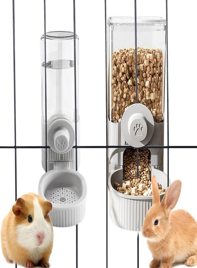 YumSur Hanging Cage Automatic Pet Food Water Dispenser, 41oz Hanging Automatic Food Dispenser, 18oz Pet Water Bottle for Cage Crate, Suitable for Kitten Rabbit Chinchilla Hedgehog Ferret (Grey, 41Oz) - Image 1