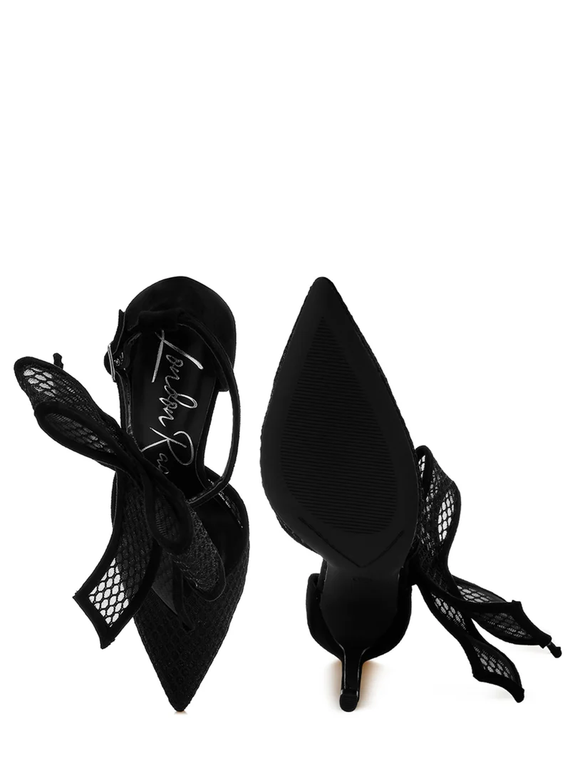London Rag Big Bow Detail Stiletto Sandals in Black