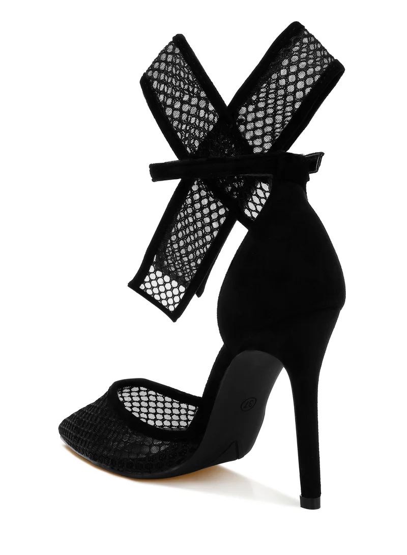 London Rag Big Bow Detail Stiletto Sandals in Black