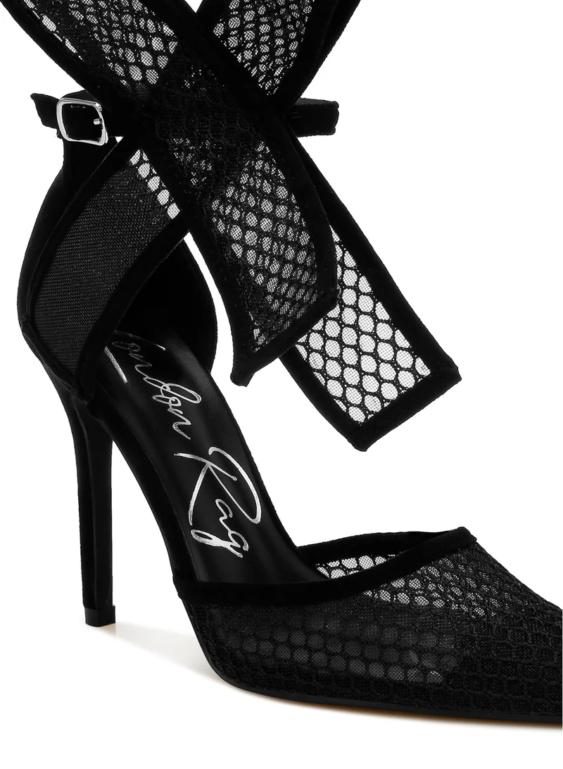 London Rag Big Bow Detail Stiletto Sandals in Black