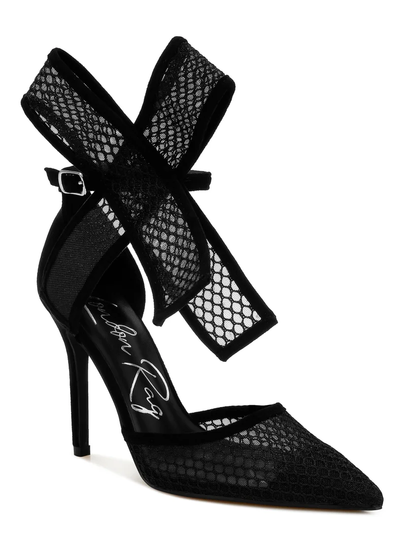 London Rag Big Bow Detail Stiletto Sandals in Black