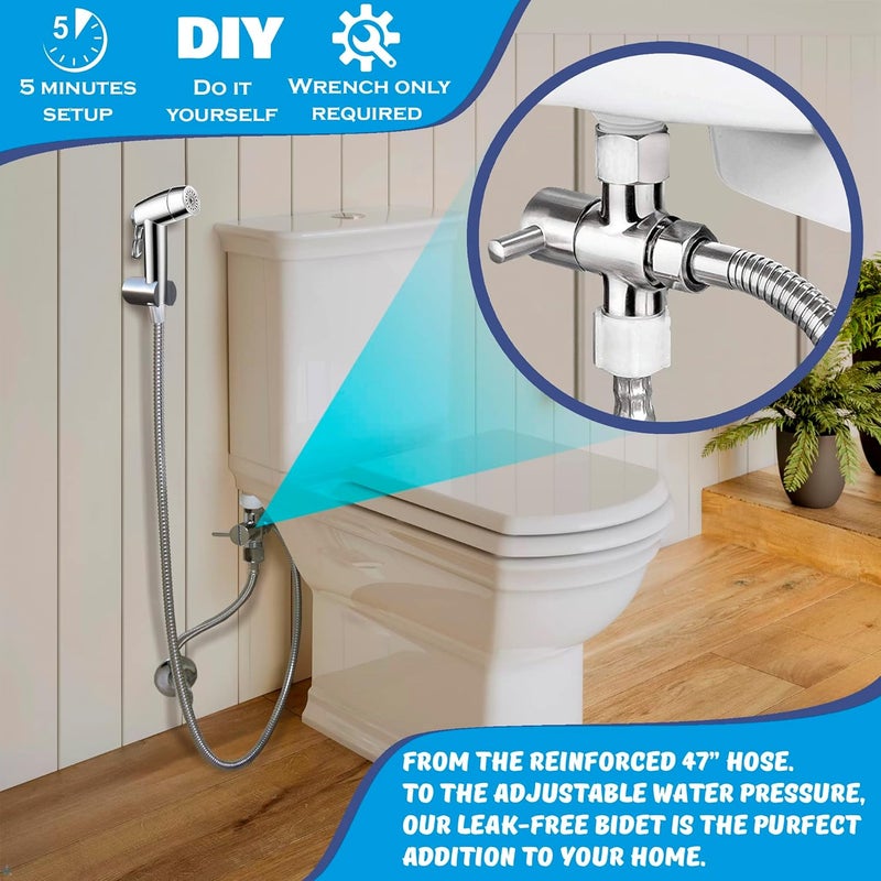 Avaby Handheld Bidet Sprayer for Toilet - Triple Mode Spray: Cloth Diaper Washer, Jet Spray & Gentle Stream | Premium Adjustable Hose Sprayer Attachment for Muslim Shower Shattaf | Portable Bidet Included - Image 4