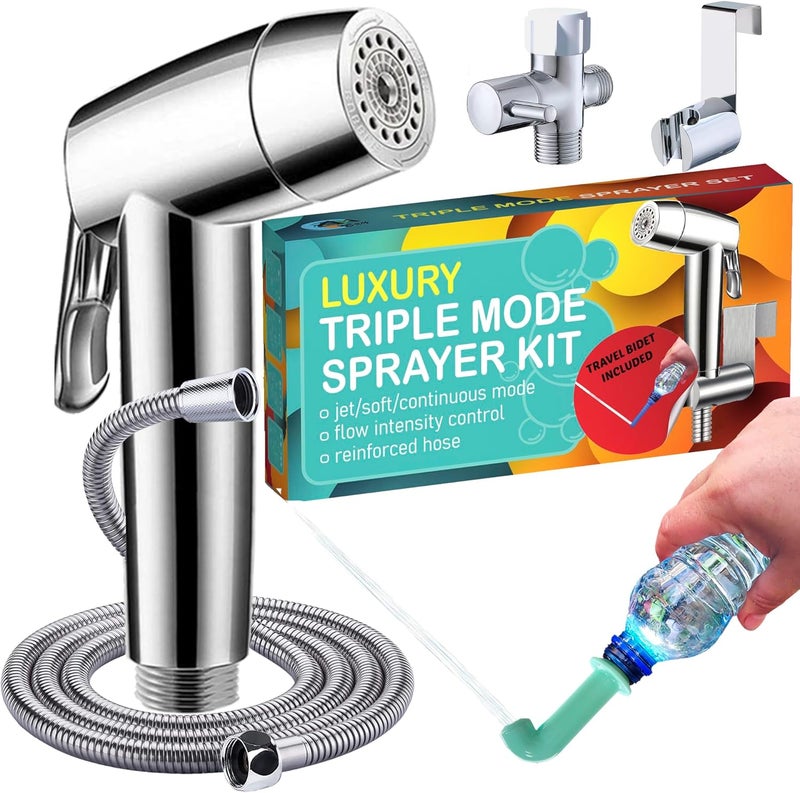 Avaby Handheld Bidet Sprayer for Toilet - Triple Mode Spray: Cloth Diaper Washer, Jet Spray & Gentle Stream | Premium Adjustable Hose Sprayer Attachment for Muslim Shower Shattaf | Portable Bidet Included - Image 1