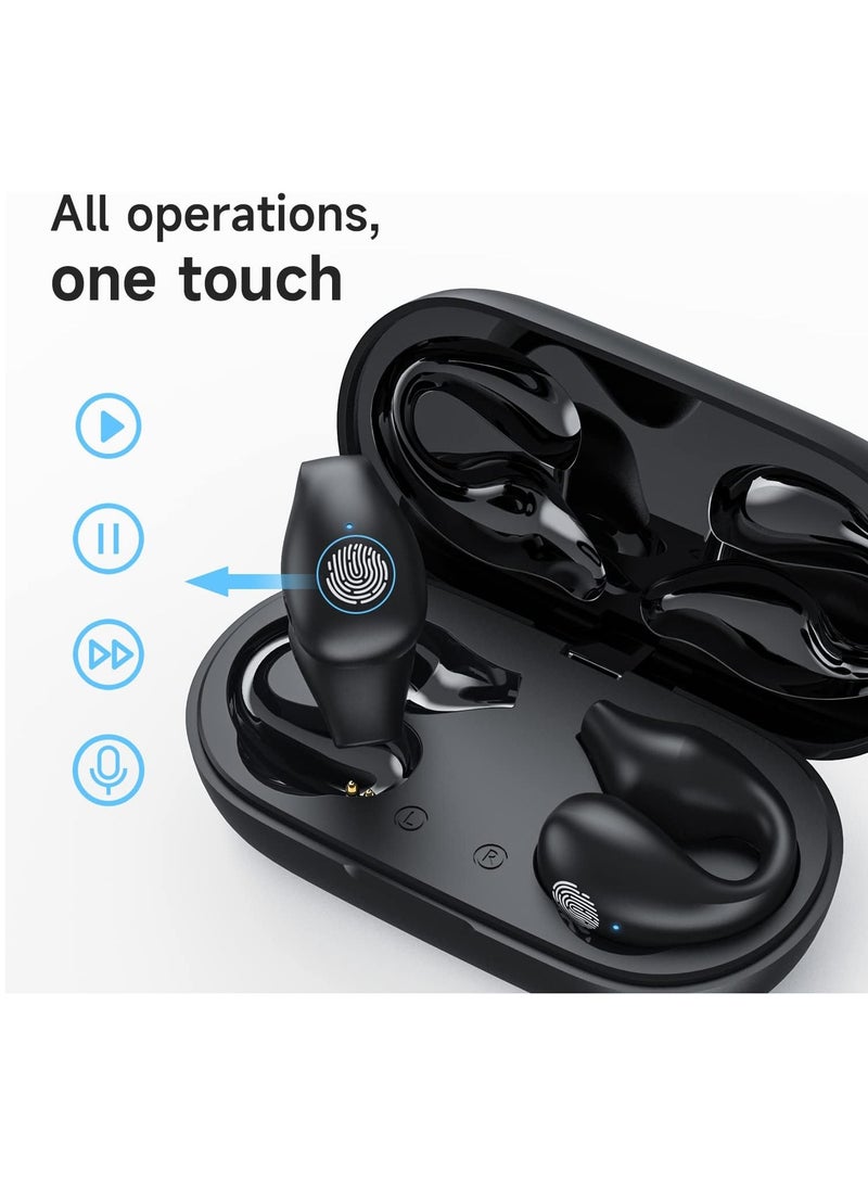 Wireless Earbuds Open Ear Headphones Bluetooth Earbuds Earbud and in Ear Headphones Wireless Sport Earbuds Bluetooth 5.3 Clip On Earphones 30 Hours Playtime with Case Workout Headphones Black - Image 2