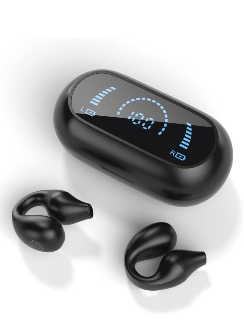 Wireless Earbuds Open Ear Headphones Bluetooth Earbuds Earbud and in Ear Headphones Wireless Sport Earbuds Bluetooth 5.3 Clip On Earphones 30 Hours Playtime with Case Workout Headphones Black - Image 1