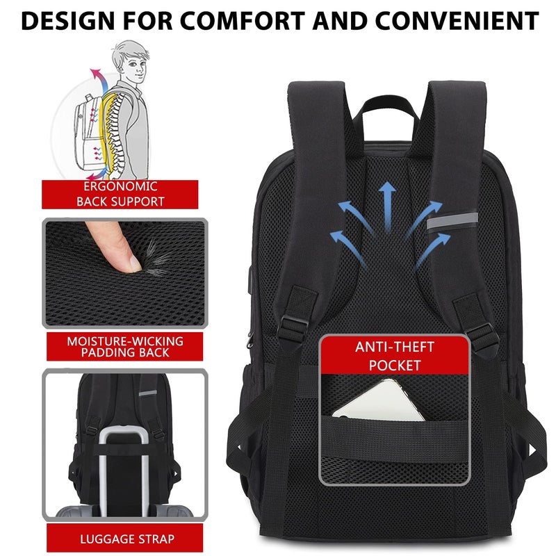 MAXTOP Travel Laptop Backpack with USB Charging Port Anti-Theft[Water Resistant] College School Bookbag Fits 17 Inch Laptop - Image 4