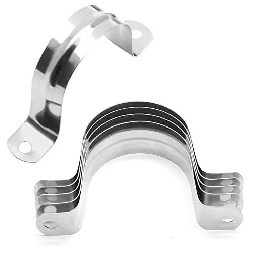 Uenhoy 50 Pcs 2 Stainless Steel Rigid Pipe Strap Clamps M50 Two Hole Strap U Bracket Pipe Clamps Heavy Duty Conduit Clamps UShape Clamps for Conduit and Cables - Image 1