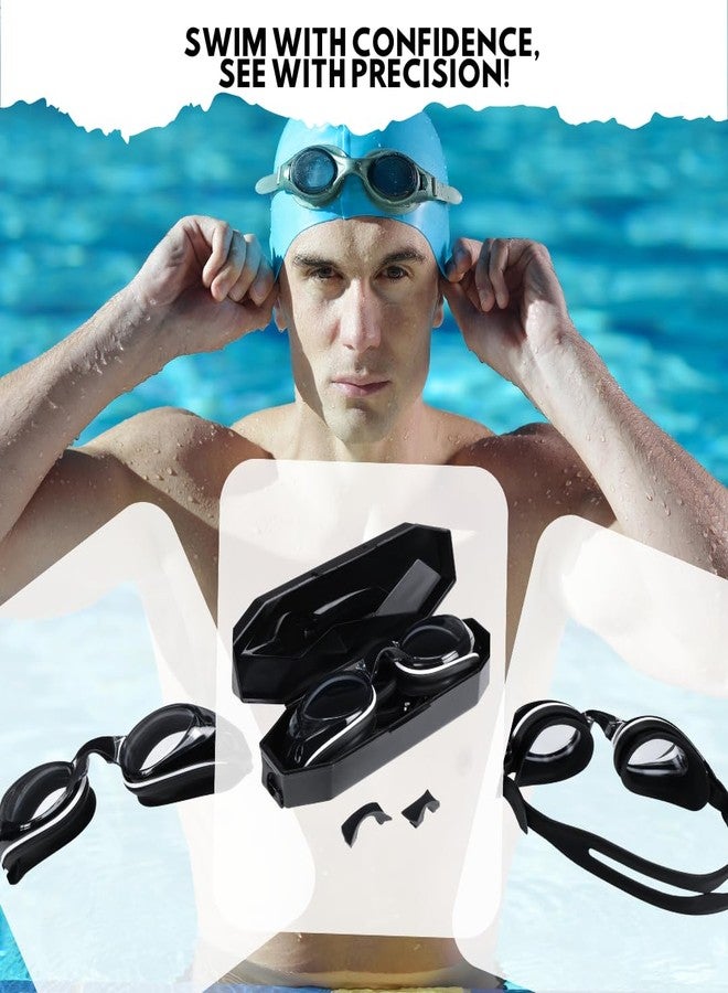 AEC Feike VisionPro Powered Swim Goggles Anti Fog UV Protection Swimming Glasses with Power Lenses for Nearsighted Men & Women (Black, -7.00) - Image 3