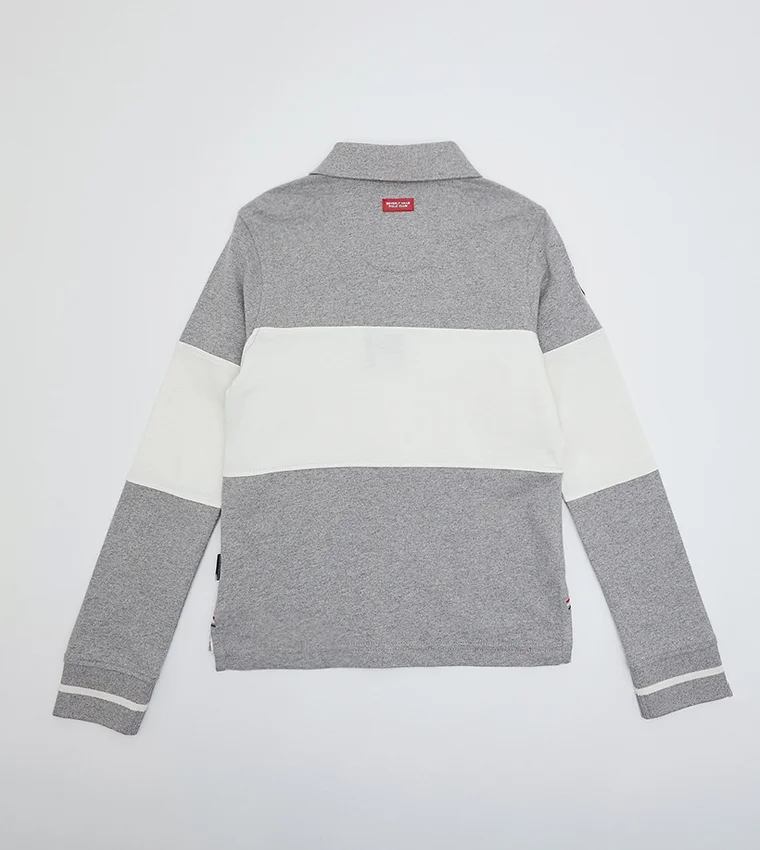 BEVERLY HILLS POLO CLUB Boy's Long Sleeves Color Block Polo T-Shirt