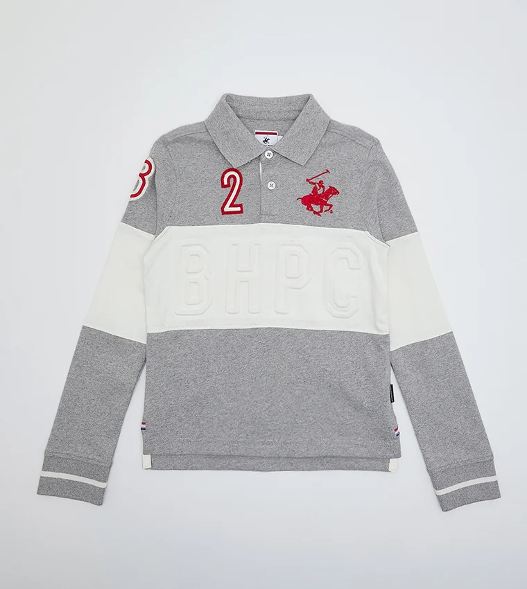 BEVERLY HILLS POLO CLUB Boy's Long Sleeves Color Block Polo T-Shirt