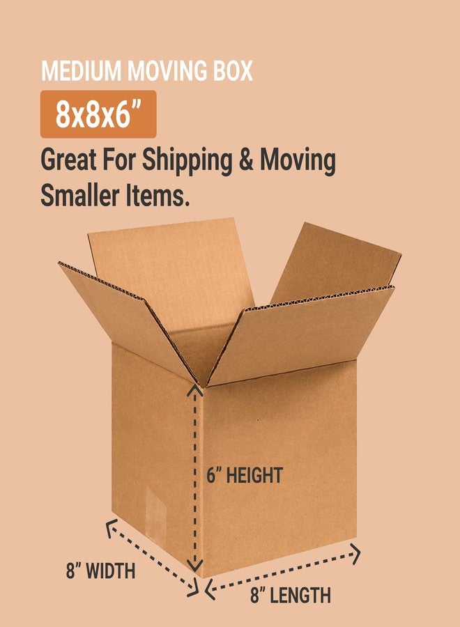 AVIDITI Shipping Boxes Small 8"L x 8"W x 6"H, 25-Pack | Corrugated Cardboard Box for Packing, Shipping and Storage 886 - Image 2