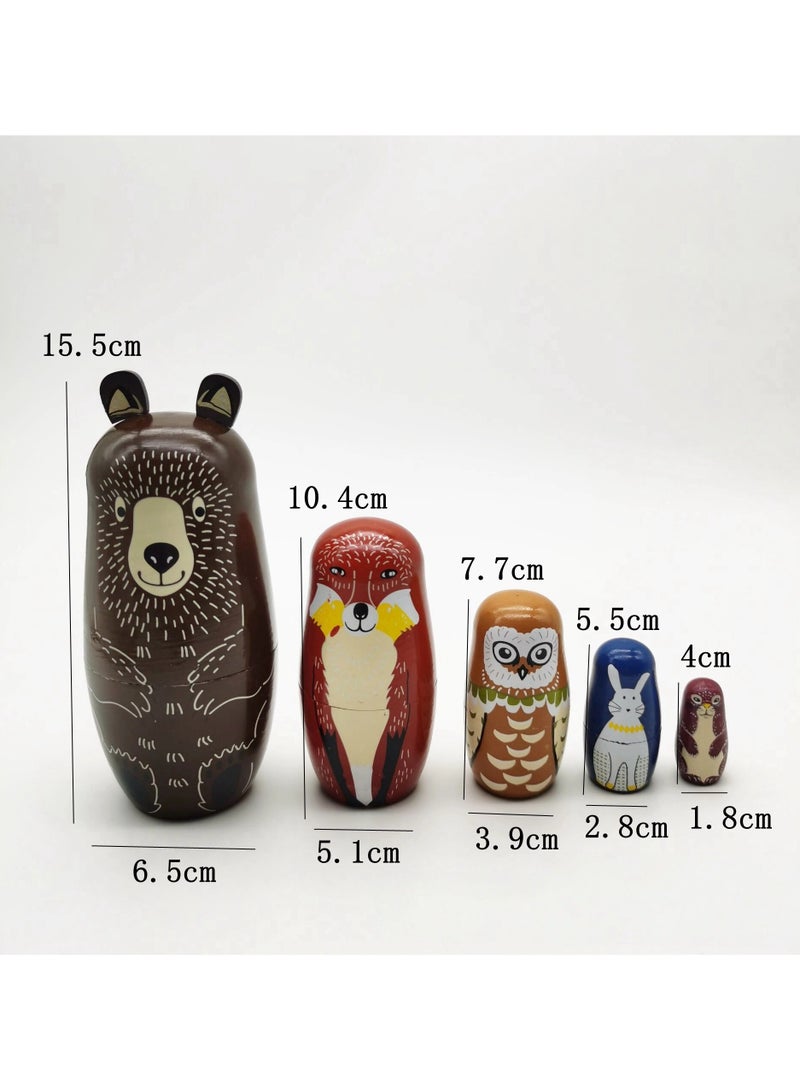 general 5 layers of brown bear matryoshka doll wooden ornaments handicrafts 5 layers of big bear nesting dolls home boutique decorations - Image 2