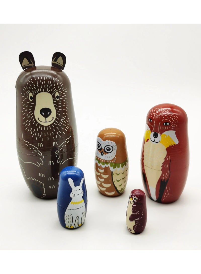 general 5 layers of brown bear matryoshka doll wooden ornaments handicrafts 5 layers of big bear nesting dolls home boutique decorations - Image 1