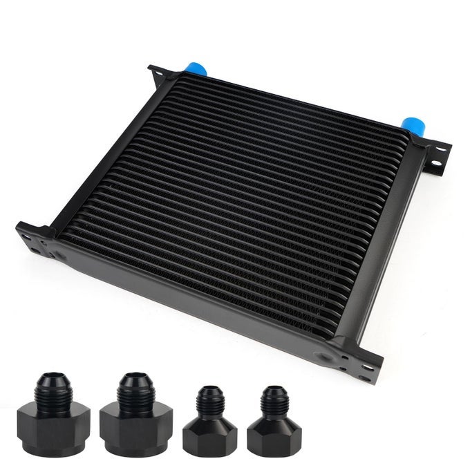 30 Row AN10 10AN Transmission Oil Cooler Kit Stacked Plate With 6AN 8AN Adapter Universal Engine Transmission British Radiator Oil Cooler Condenser Aluminium Alloy Black