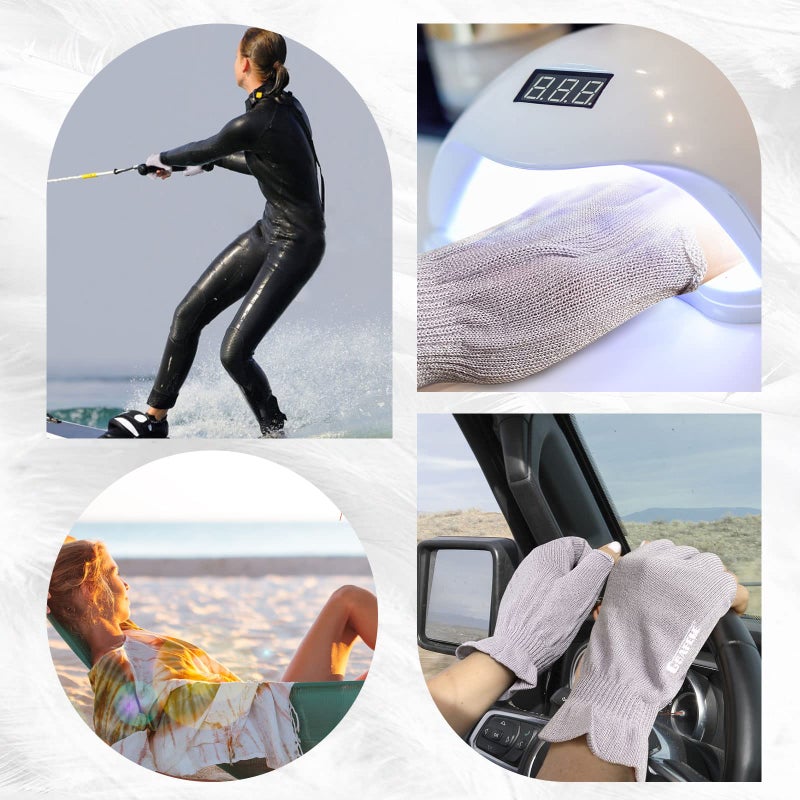 GSAFEME قفازات قطنية GSAFEME لليدين الجافة - قفازات مرطبة بدون أصابع تعمل باللمس للنوم - قفازات إكزيما قطنية للرجال والنساء، بنفسجي S/M 1 زوج - Image 3