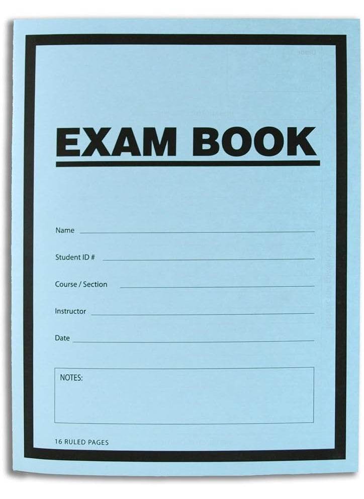 BookFactory BookFactory Exam Blue BookBlue Exam BookBlue Test Book 5 Book Pack Ruled Format  85 x 11  16 Numbered Pages Saddle Stitched LAB0167RSS Exam Book 5 Pack  - Image 1