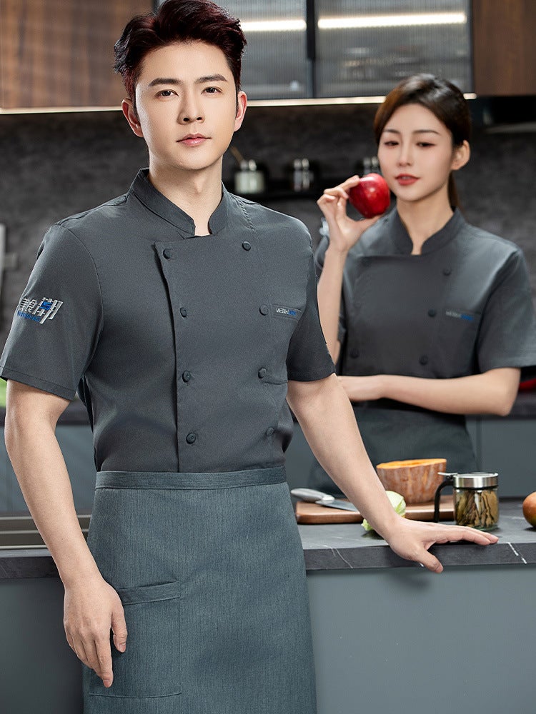 Chef'S Work Clothes Short-Sleeved Elastic Chef'S Clothes Four Seasons El Kitchen Kitchen Cake Room Western Restaurant For Men And Women - Image 2