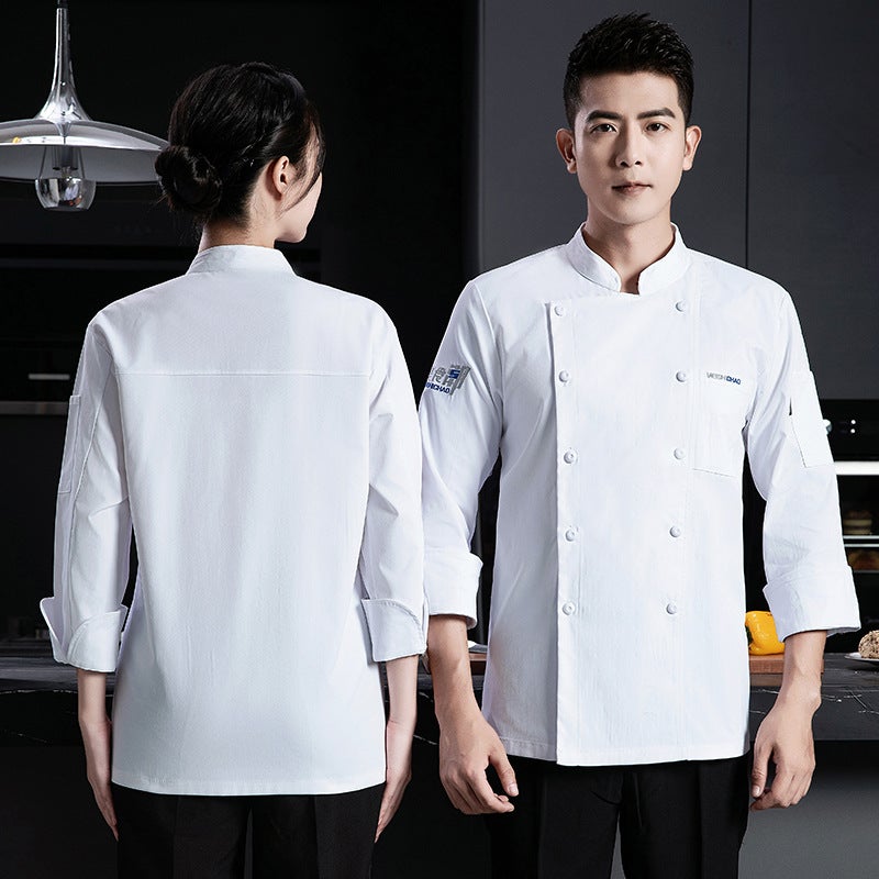Chef'S Work Clothes Short-Sleeved Elastic Chef'S Clothes Four Seasons El Kitchen Kitchen Cake Room Western Restaurant For Men And Women - Image 1