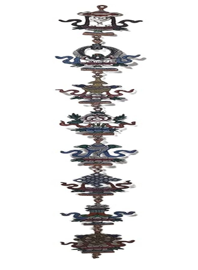 NIM Metal 8 Auspicious Lucky Sign With Hand Painting Color Work Beautifully Ambosed Work in 55 Inches Long and 6.5 Inches Wide. An Ideal Gift For Wall Decor - Image 1