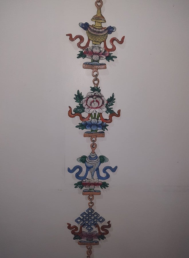 NIM Metal 8 Auspicious Lucky Sign With Hand Painting Color Work Beautifully Ambosed Work in 55 Inches Long and 6.5 Inches Wide. An Ideal Gift For Wall Decor - Image 2