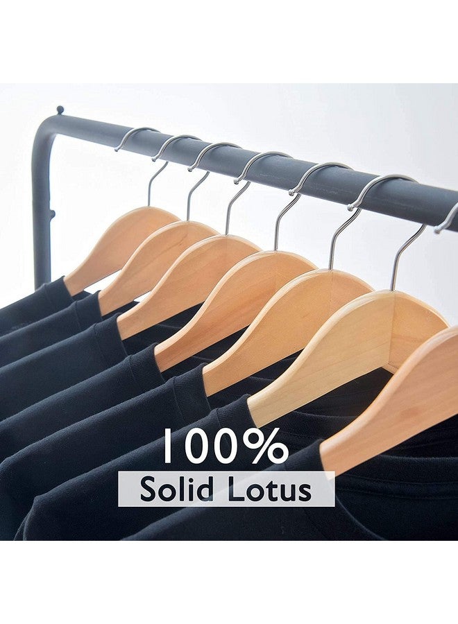 RYLAN Wooden Hanger for Clothes Hanging | Hangers for Wardrobe and Cupboard | Non-Slip Bar | Precisely Cut Notches | 360 Degree Swivel Chrome Hook | Hanging Garments and Accessories (Pack of 10) - Image 5