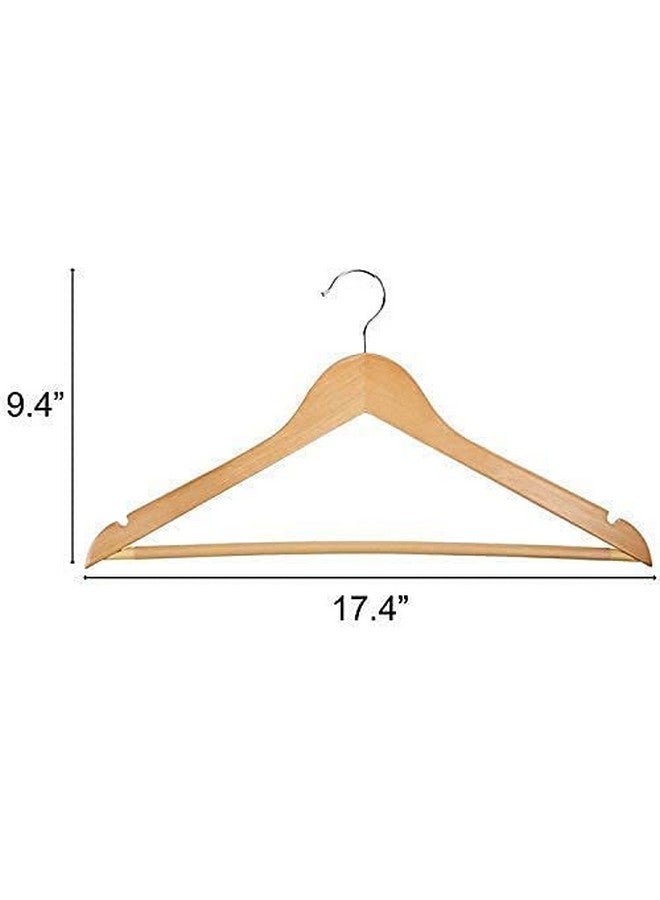 RYLAN Wooden Hanger for Clothes Hanging | Hangers for Wardrobe and Cupboard | Non-Slip Bar | Precisely Cut Notches | 360 Degree Swivel Chrome Hook | Hanging Garments and Accessories (Pack of 10) - Image 4