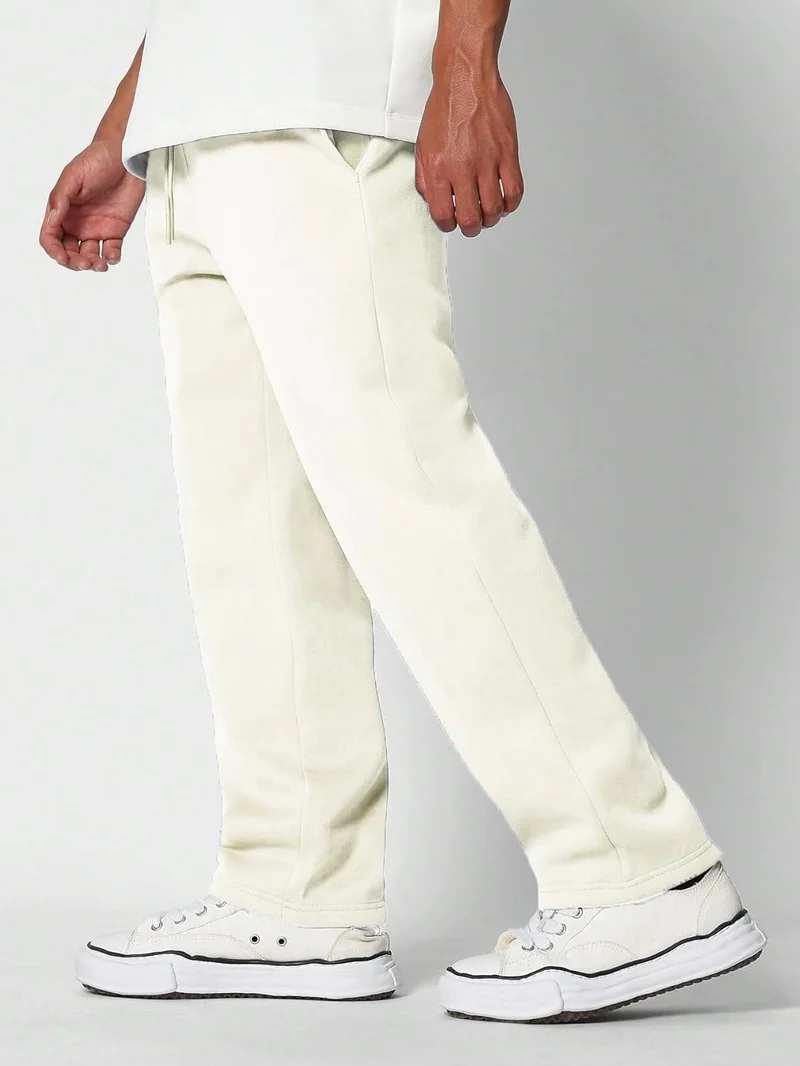 NOBERO Classic Straight Fit Joggers for Men in White