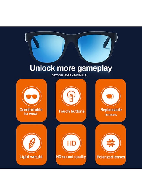 C8 Smart Wireless BT Glasses Headset, HD Sound Quality, Touch Buttons, Replaceable Polarized Lenses, Light Weight