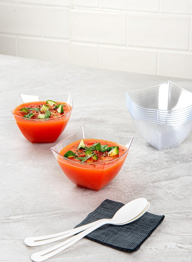 Restaurantware-Moderna 8 Ounce Fancy Plastic Bowls, 10 Square Disposable Salad Bowls - Durable, Heavy-duty, Clear Plastic Bowl, For Warm And Cold Foods - Image 5