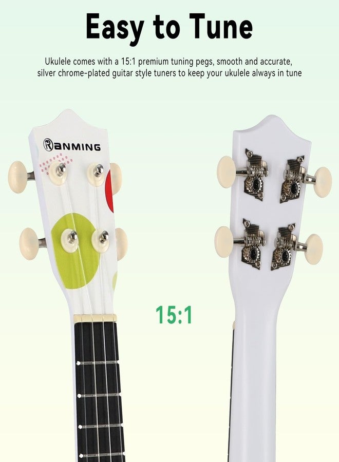 RANMING Ukulele 21 inch ukelele kids 4-String Ukulele Starter Kit with Strap, Picks,Carbon Strings Portable Plastic uku for Music Education Outdoor Travel Holiday Gift Geometric - Image 2