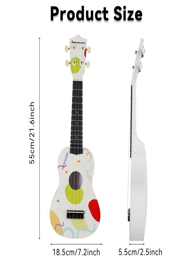 RANMING Ukulele 21 inch ukelele kids 4-String Ukulele Starter Kit with Strap, Picks,Carbon Strings Portable Plastic uku for Music Education Outdoor Travel Holiday Gift Geometric - Image 4