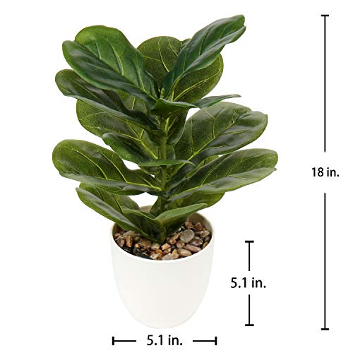 Briful 18 Inch Artificial Plants Realistic Fake Fiddle Leaf Fig Plant Faux Ficus Lyrata Plant Potted Fake Plant in White Pot for Living Room Home Indoor Decor - Image 2