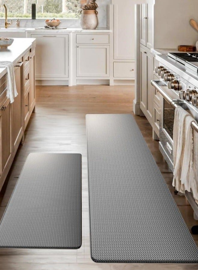 2-Piece Kitchen Mat Set, Anti Fatigue Cushioned Floor Runner Rugs Non-Skid Standing Mats Ergonomic PVC Kitchen Rugs 18 x 30inch + 18 x 59inch for Home, Office, Sink, Laundry - Image 1