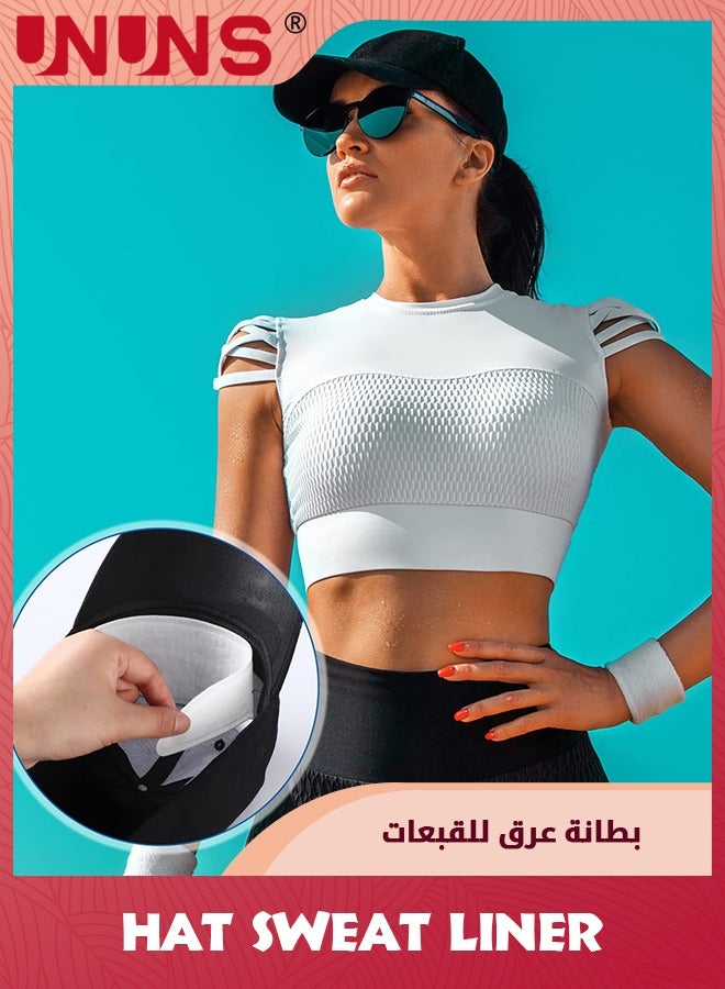 UNUNS 50 Pcs Hat Sweat Liner,Golf Absorbent Sweat Pad,Prevents Stains Odor Soft Hat Sweat Protector,Disposable Hard Hat Sweatband Preservation Sticky Sweat Liner for Men Women Baseball Hat - Image 2