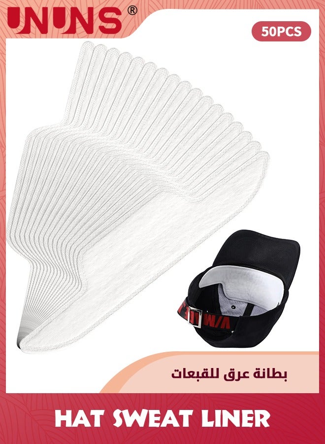 UNUNS 50 Pcs Hat Sweat Liner,Golf Absorbent Sweat Pad,Prevents Stains Odor Soft Hat Sweat Protector,Disposable Hard Hat Sweatband Preservation Sticky Sweat Liner for Men Women Baseball Hat - Image 1