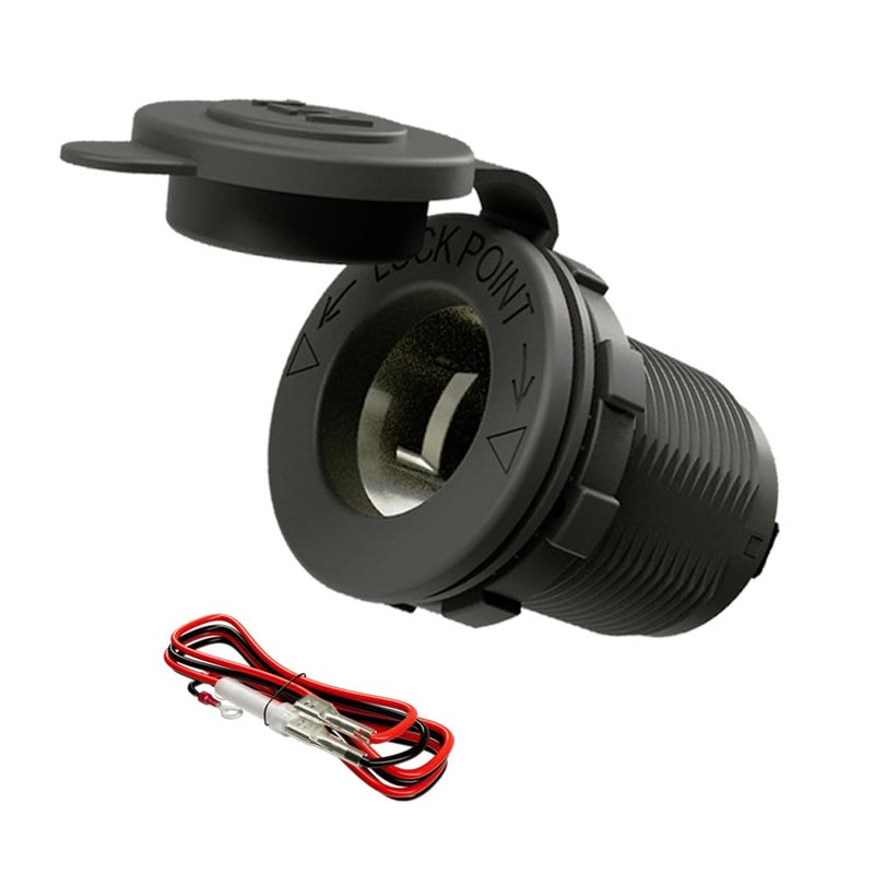 Nylon 12V Cigarette Lighter Socket DAMAVO YM1084 12V Power Supply Car Plug Outlet for Car Automotive Marine ATV Truck RV Boats Receptacle Flush Mount with Waterproof Plug 1 PC