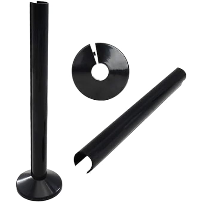 4 PCS RADIATOR PIPE COVERS & COLLARS, BLACK RADIATOR PIPE COVERS - Image 2