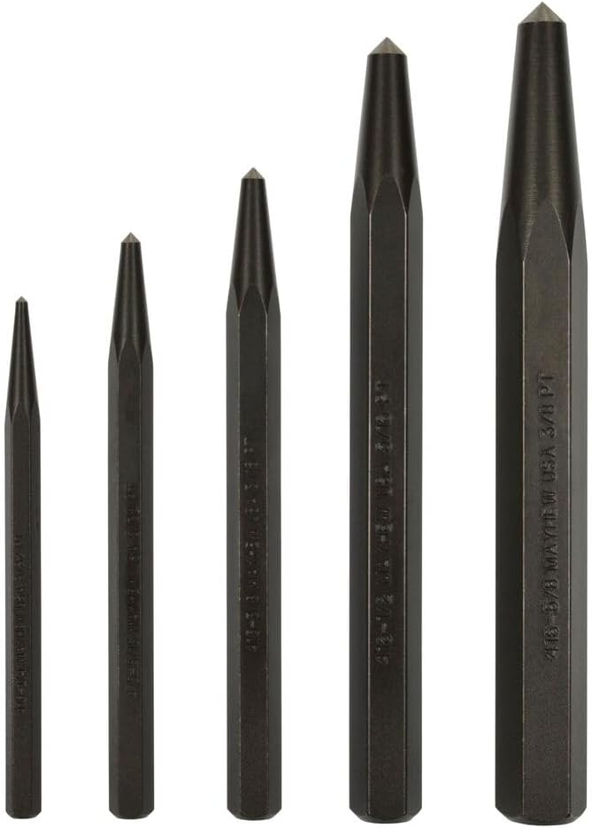Tools 62214 Center Punch, 5-Piece Set, Black Oxide Finish