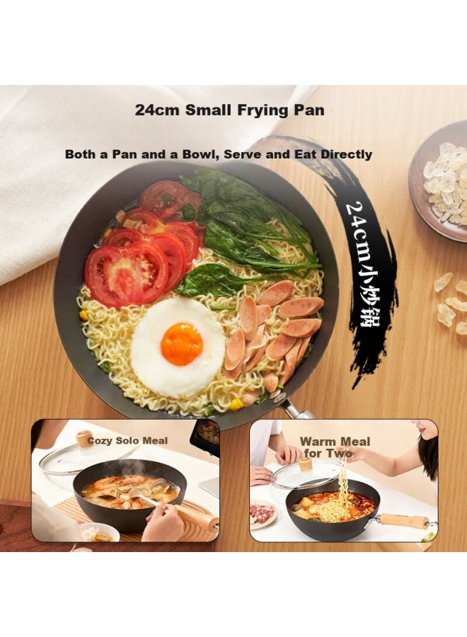 ROBAM Boss Small Stir-fry Iron Pan, Rust-resistant Lightweight Non-stick Frying Pan, Suitable For One Person, Compatible With Induction And Gas Stoves, 24cm - Image 4