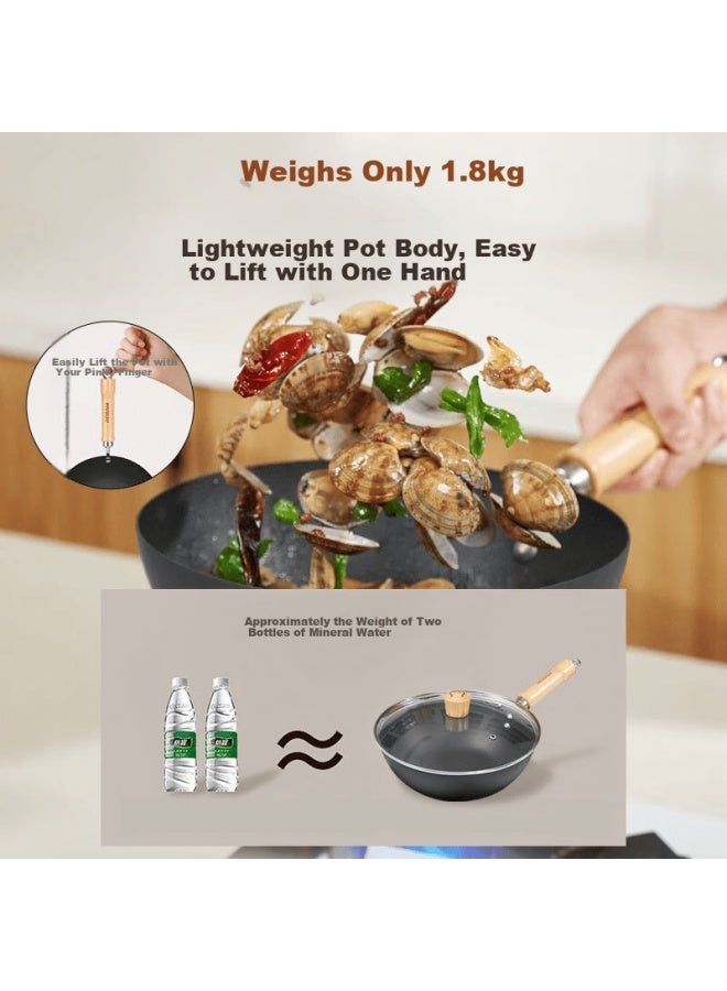 ROBAM Boss Small Stir-fry Iron Pan, Rust-resistant Lightweight Non-stick Frying Pan, Suitable For One Person, Compatible With Induction And Gas Stoves, 24cm - Image 3