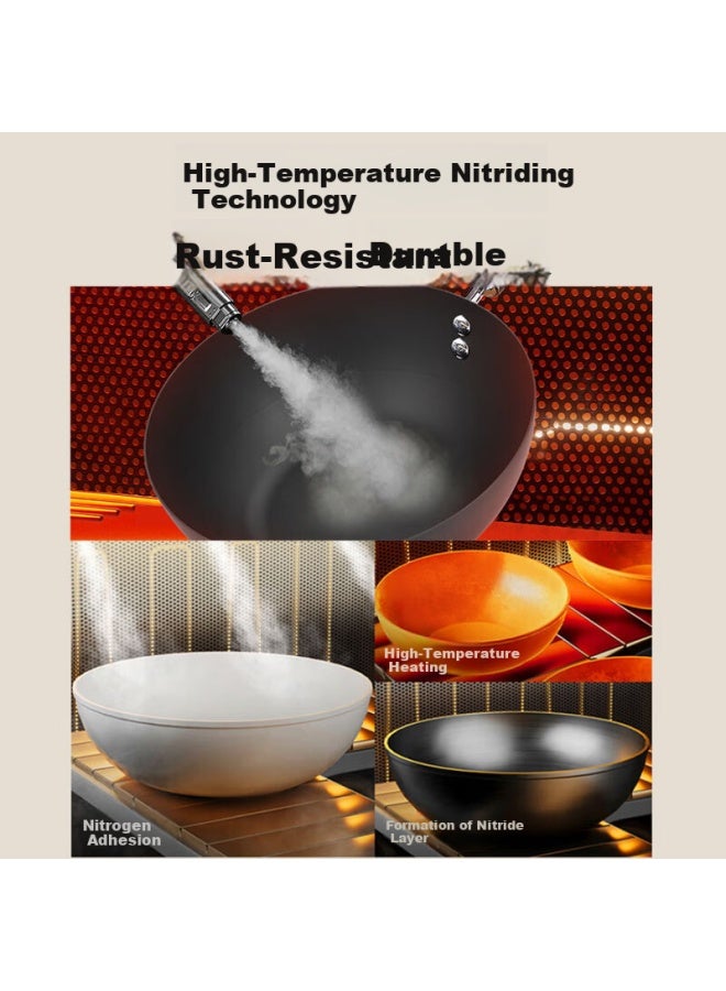 ROBAM Boss Small Stir-fry Iron Pan, Rust-resistant Lightweight Non-stick Frying Pan, Suitable For One Person, Compatible With Induction And Gas Stoves, 24cm - Image 2